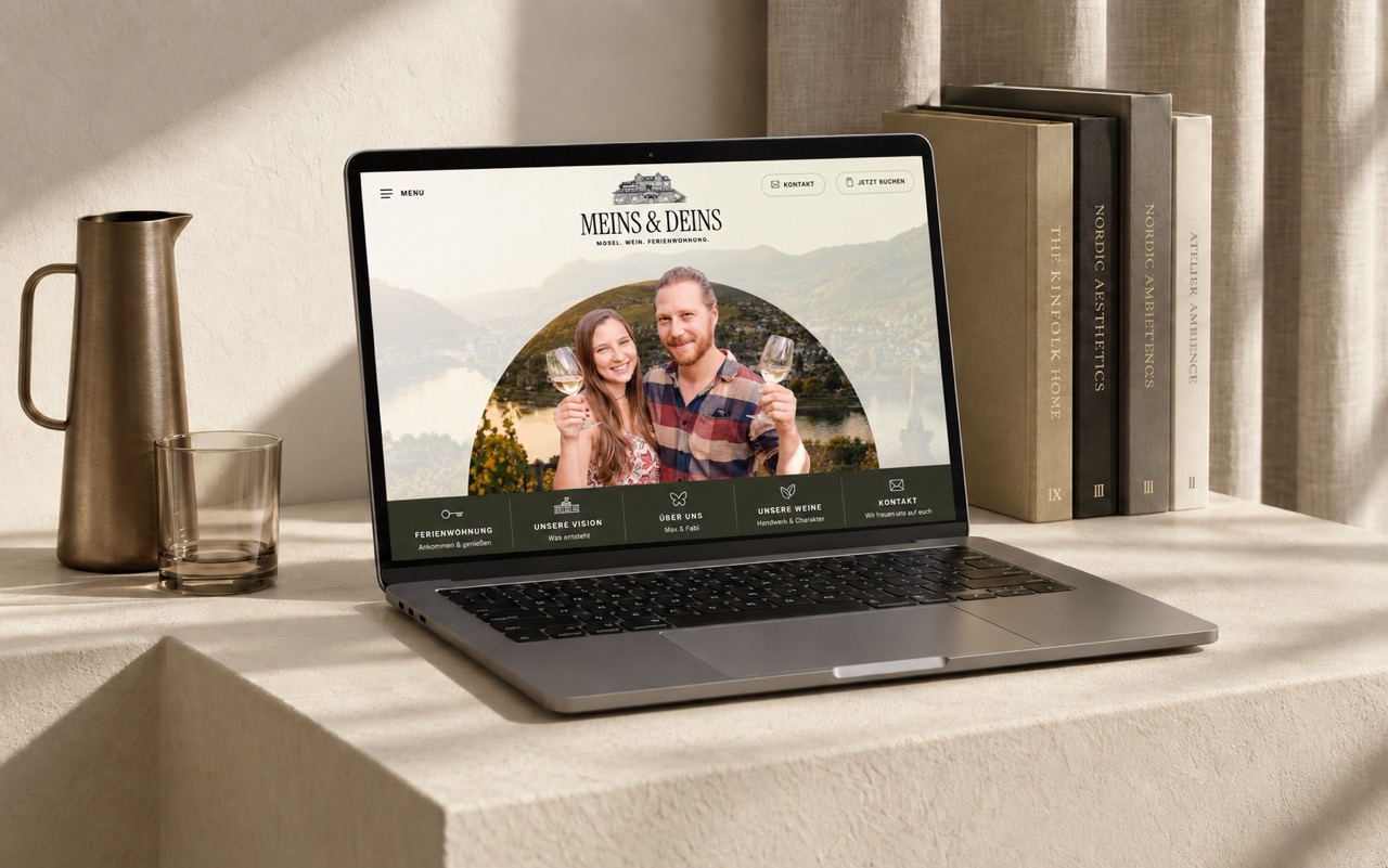 Website Meins & Deins Mosel auf Laptop und Smartphone